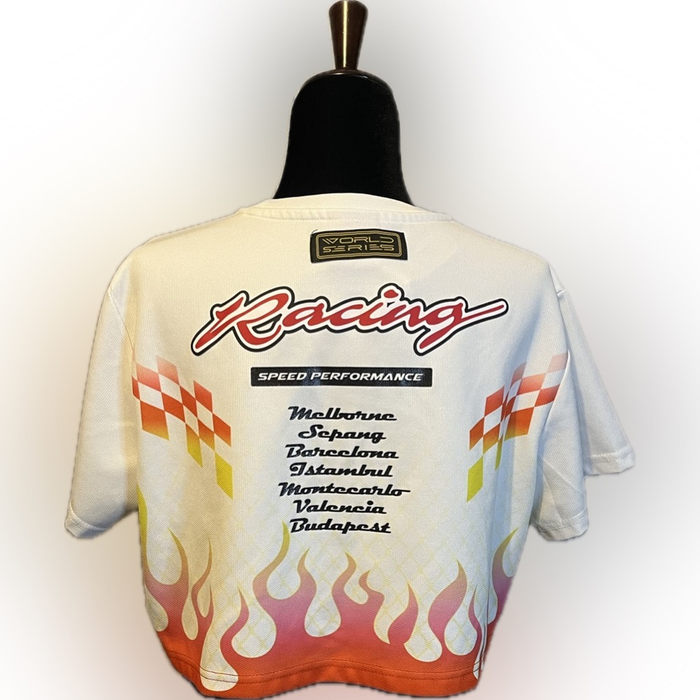 Smoke Rise Women's White Graphic Crop Top size L - Picture 4 of 12
